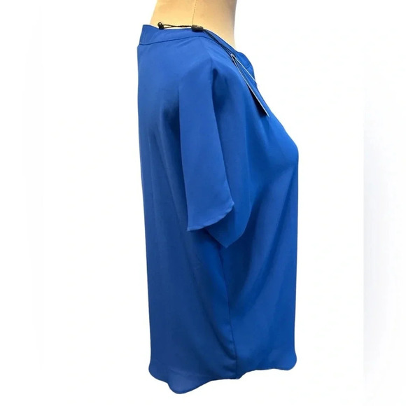 NWT Adrianna Papell Large Blouse Royal Blue Dolman Cap Sleeve V-Neck Tunic Top - Picture 4 of 10